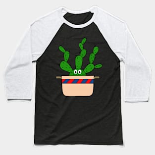 Cute Cactus Design #204: Beaver Tail Cactus In Old Pot Baseball T-Shirt